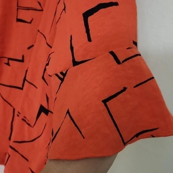 Ali Miles Artsy Art to wear Blouse XL Zipper Back Ruffle Sleeve Collegiate Lux - Picture 6 of 14